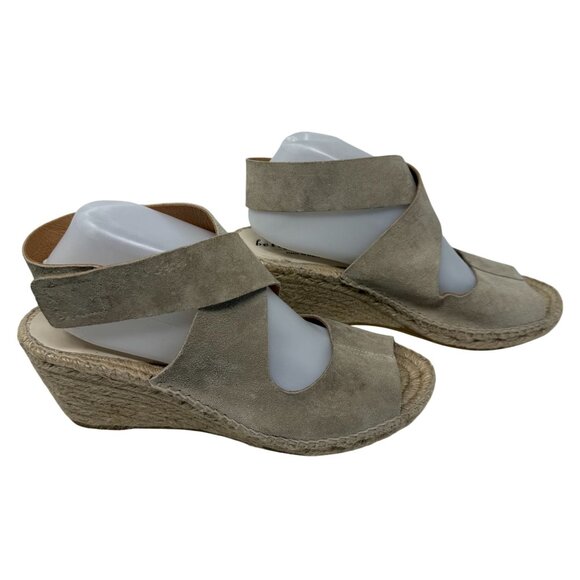 Bettye Muller Beige Suede Espadrille Wedge Sandals strappy Size 41 US 11 Shoes - Picture 3 of 10